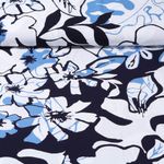 Viskose Popeline - Große Blätter Und Blüten Weiß Jeansblau
