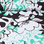 Viskose Popeline - Große Blätter Und Blüten Weiß Grasgrün