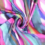 Jersey côtelé - Impression numérique vagues rose multicolore