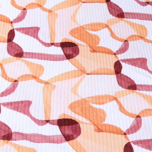 Baumwolle Rippjersey Digitaldruck - Retro Ecru Gelb