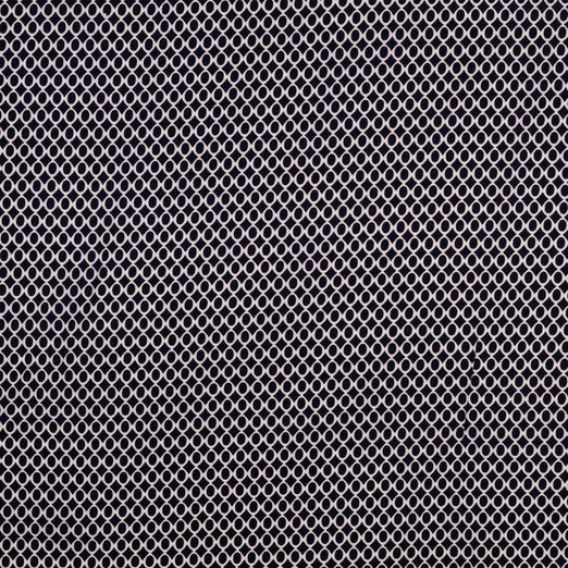 Viskose Popeline - Kringel Retro Weiß auf Navy Viskose Popeline - Kringel Retro Weiß auf Navy