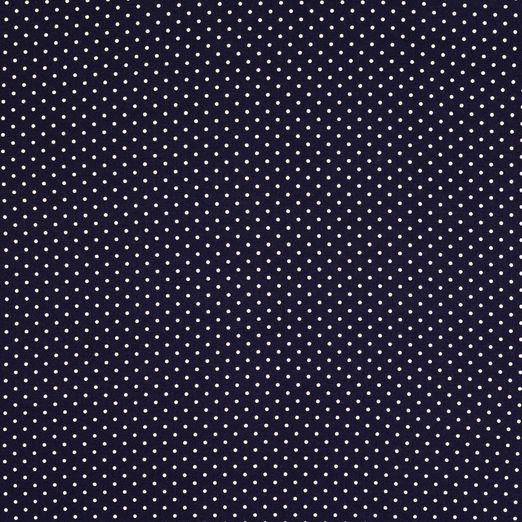Viskose Popeline - Kleine Punkte Weiß auf Navy