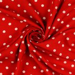 Viskózová popelín – Velké bílé puntíky na červené