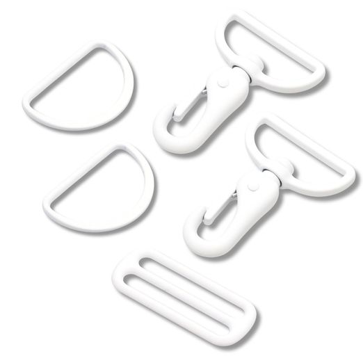 Set d'accessoires pour sac métal coloré - 40mm - Blanc