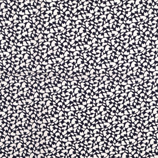 Viskose Popeline - Blüten Weiß auf Navy