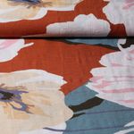 Viskose Twill - Große Blumen Multicolor Blau