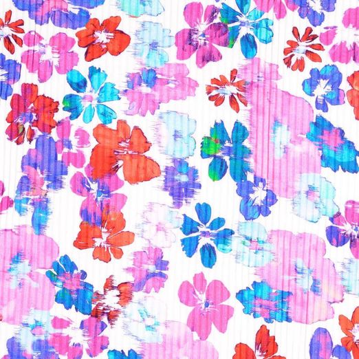 Baumwolle Rippjersey Digitaldruck - Blumen Pink Baumwolle Rippjersey Digitaldruck - Blumen Pink