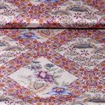 Satin - Digitaldruck Blumenkaro Natur