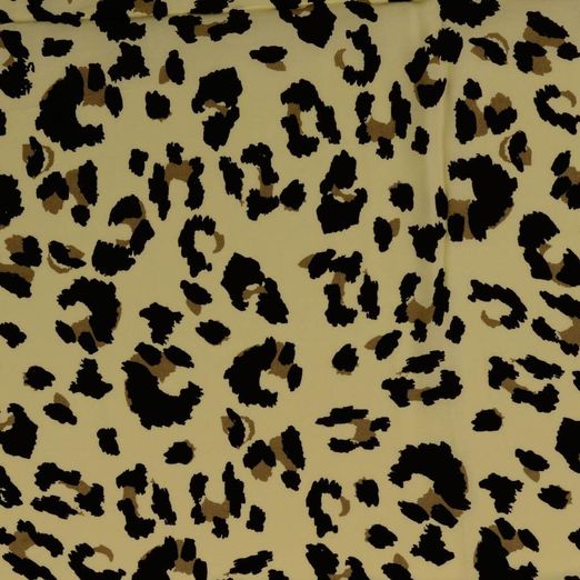 Viskose Popeline - Animalprint Großes Leomuster auf Beige