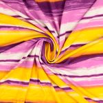 Viscosejersey - Aquarel strepen paars geel