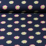 Jersey - Fleurs amusantes Bleu marine foncé Fluo