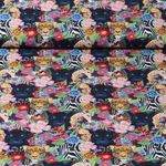 Popeline de coton - Fleurs et animaux de safari Multicolore