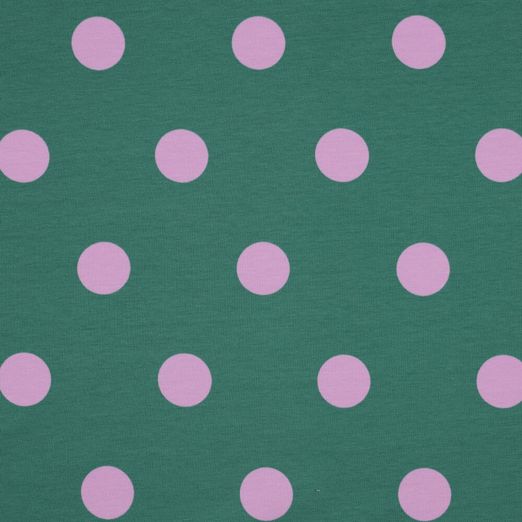 Sommersweat French Terry Big Dots auf Altgrün