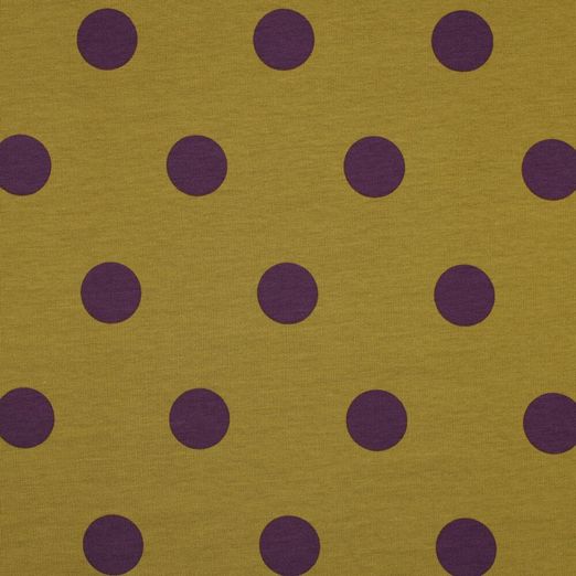 Sommersweat French Terry Big Dots auf Ocker