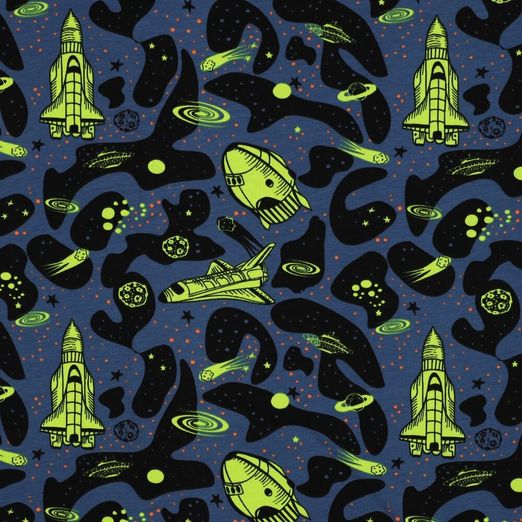 Jersey Space Neon Gelb auf Blau