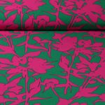 Blusen- und Kleiderstoff - Stiel und Blüte Stretch Grün Pink