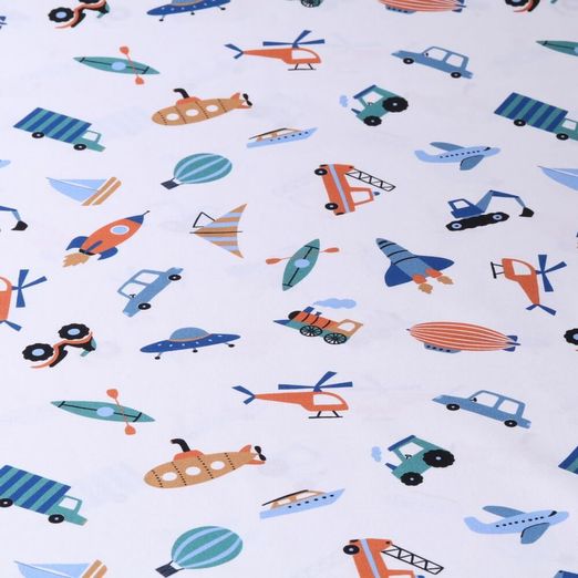 Baumwoll-Popeline  - Fortbewegung auf Ecru