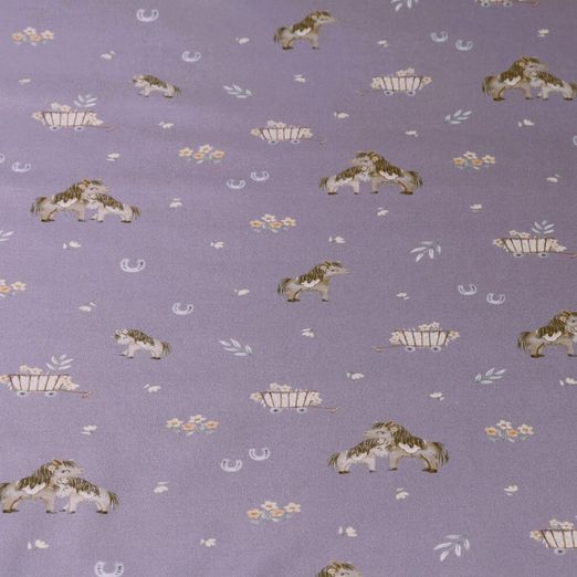 Baumwoll-Popeline - Digitaldruck Pferdeliebe auf Altrosa