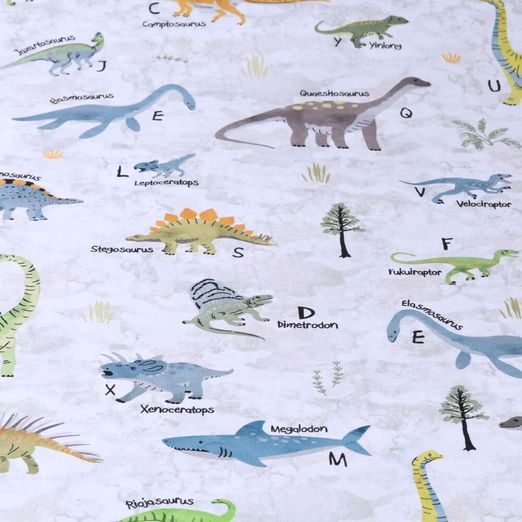 Baumwoll-Popeline - Digitaldruck Dinosaurier auf Offwhite