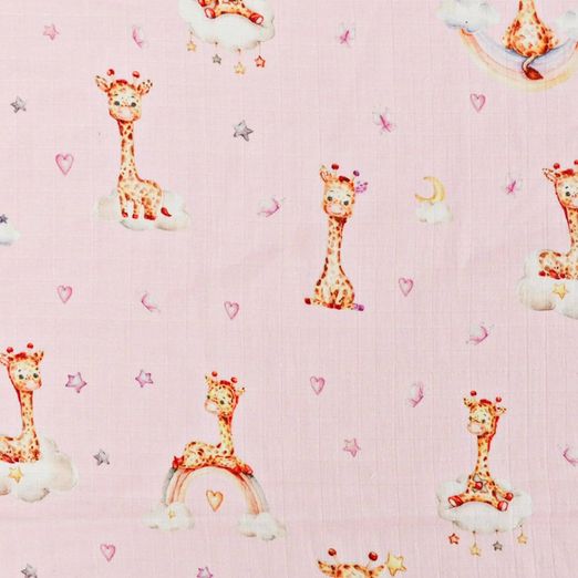 Musselin - Kleine Giraffen Rosa