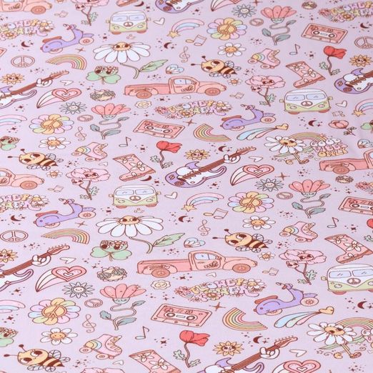 Jersey - Digitaldruck Flower Power Rosa