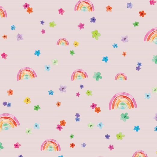 Jersey - Digitaldruck Watercolor Regenbogen auf Rosa