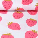 Musselin - Erdbeeren Weiß
