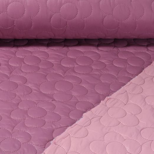 Tissu matelassé pour veste - Fleurs double face Vieux rose