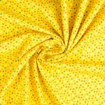 Bomuldscretonne - Farverige prikker gul