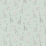 Bomullspoplin - Giraffer och Blommor Mint