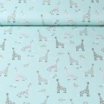 Baumwoll-Popeline - Giraffen Und Blümchen Mint