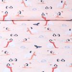 Baumwoll-Webware - Eisbär und Pinguin Rosa
