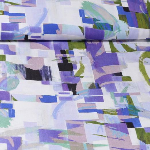 Viscose - Impression digitale Motifs abstraits Violet