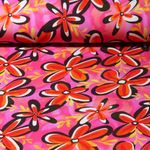 Jersey de viscose - Impression digitale Flowerpower Retro Rose vif