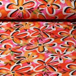 Jersey de viscose - Impression digitale Flowerpower Retro Orange