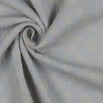 Mousseline de coton - Jacquard double face à pois bleu clair