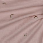 Mousseline de coton - Étoiles et lunes brodées rose ancien