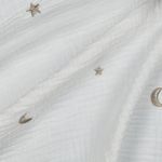 Mousseline de coton - Étoiles et lunes brodées écru
