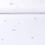 Baumwoll-Musselin - Bestickt Sterne Und Monde Offwhite