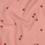 Mousseline de coton - Petits coeurs rose foncé