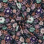 Katoen Poplin - Digitale Print Bloemen en Bladeren Zwart