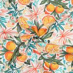 Toile de coton - Impression numérique oranges sur fond blanc Toile de coton - Impression numérique oranges sur fond blanc