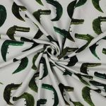 Sommersweat French Terry Digitaldruck Krokodile Ecru