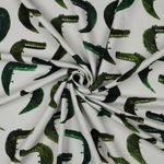 Sommersweat French Terry Digitaldruck Krokodile Ecru