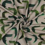 Sommersweat French Terry Digitaldruck Krokodile Taupe