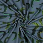 Sommersweat French Terry Digitaldruck Krokodile Jeansblau