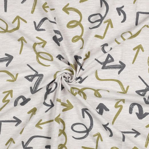 Jersey - Melange Pfeile Hellgrau