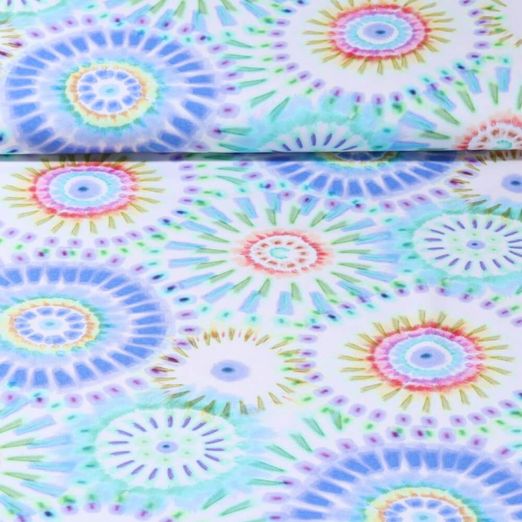 Popeline de viscose - Stretch Mandala Batik Blanc