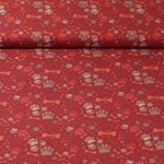 Baumwoll-Popeline - Pfoten und Knochen Rot