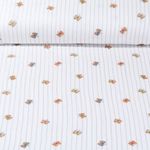 Baumwoll-Musselin - Double Gauze Digitaldruck Schmetterlinge Streifen Offweiß Orange